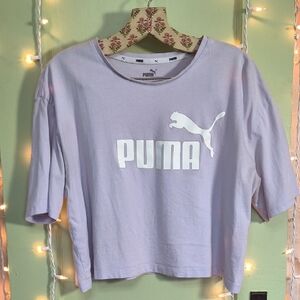 Women's Puma Lavender🪻Lilac White Logo Cropped Box T-Shirt XL